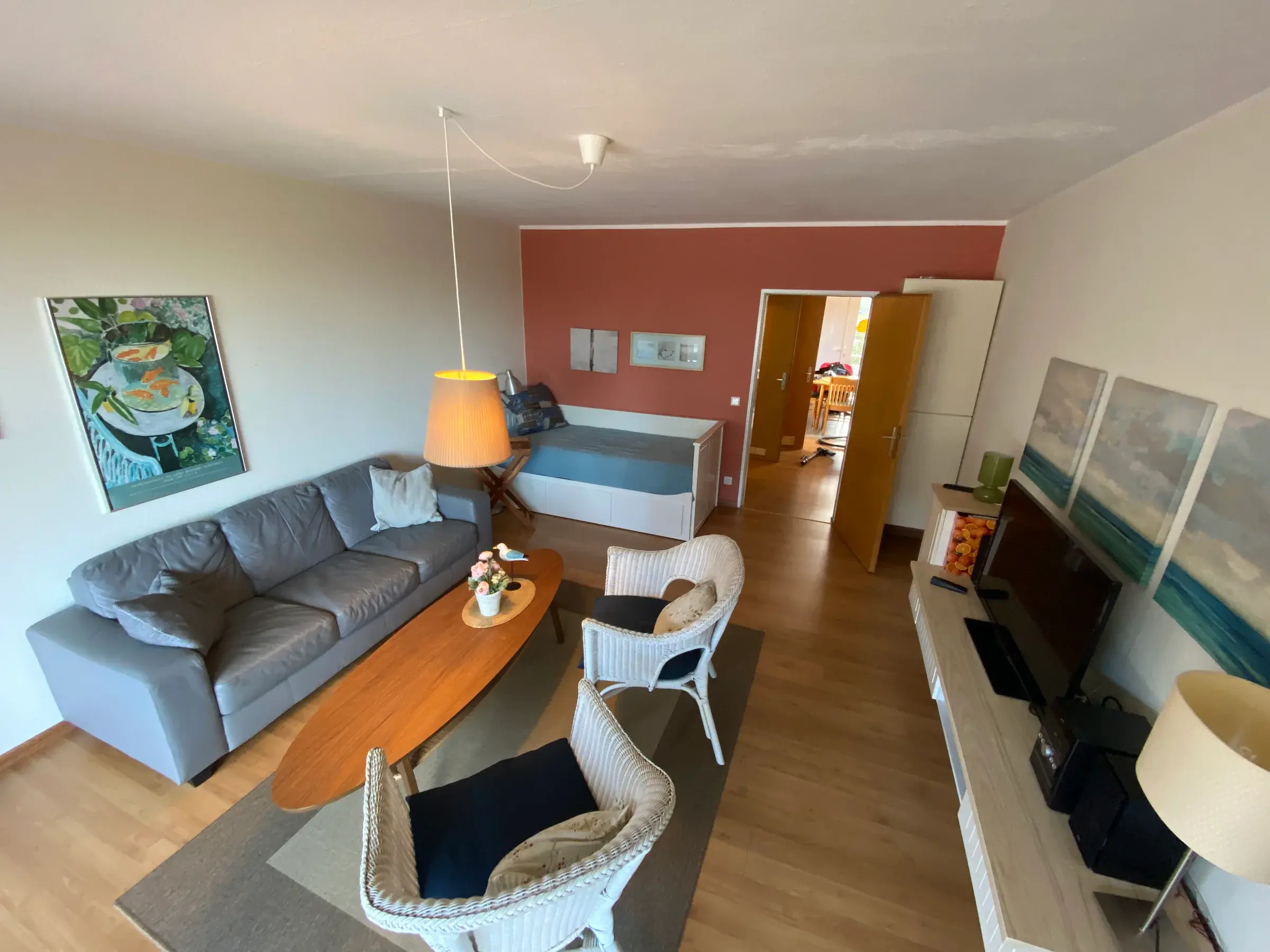 Wohnzimmer der Ferienwohnung Kajo mit Sitzgruppe